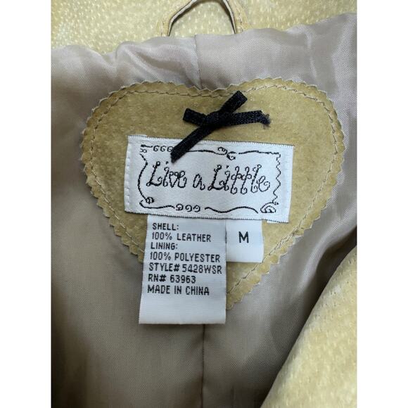 Live A Little Women’s Suede Leather Moto Jacket Size Medium Chartreuse Lined - Picture 4 of 9